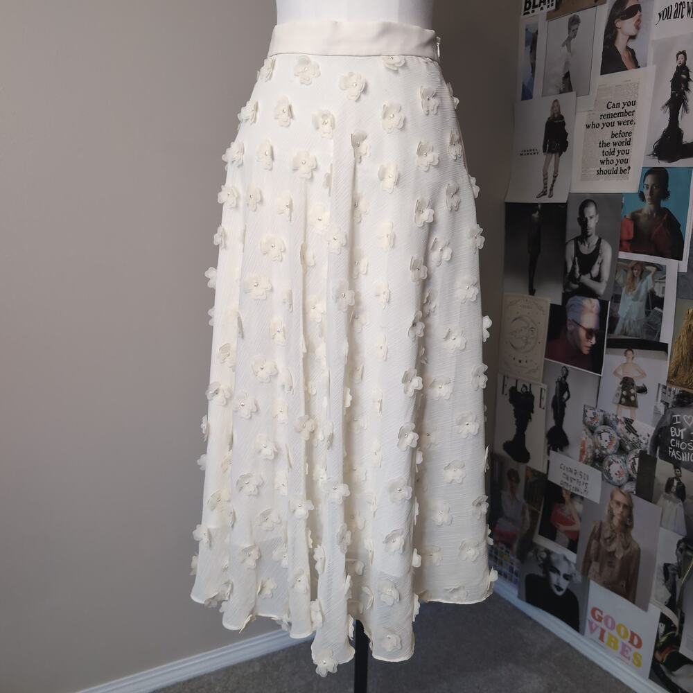 Floral Applique Midi Skirt Boho